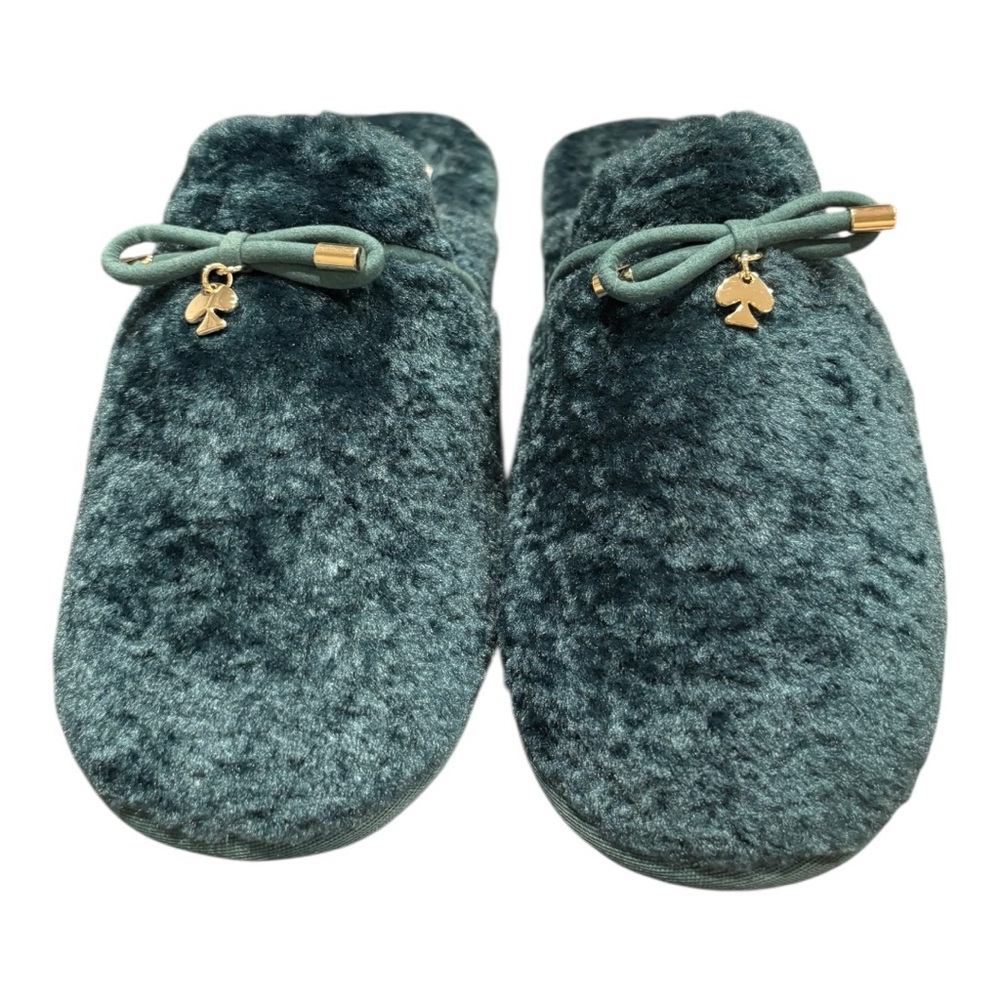 Kate Spare Lucy Faux Fur Green House Shoes/Slippers Rubber Bottom. SH 2
